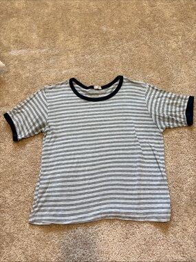 Short Sleeve Striped Pocket Tee - Black Trim